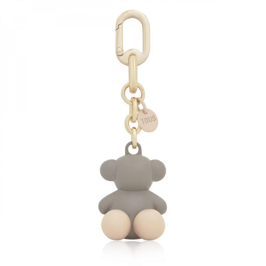 TOUS Bold Bear Metal Key Ring in Taupe/Grey