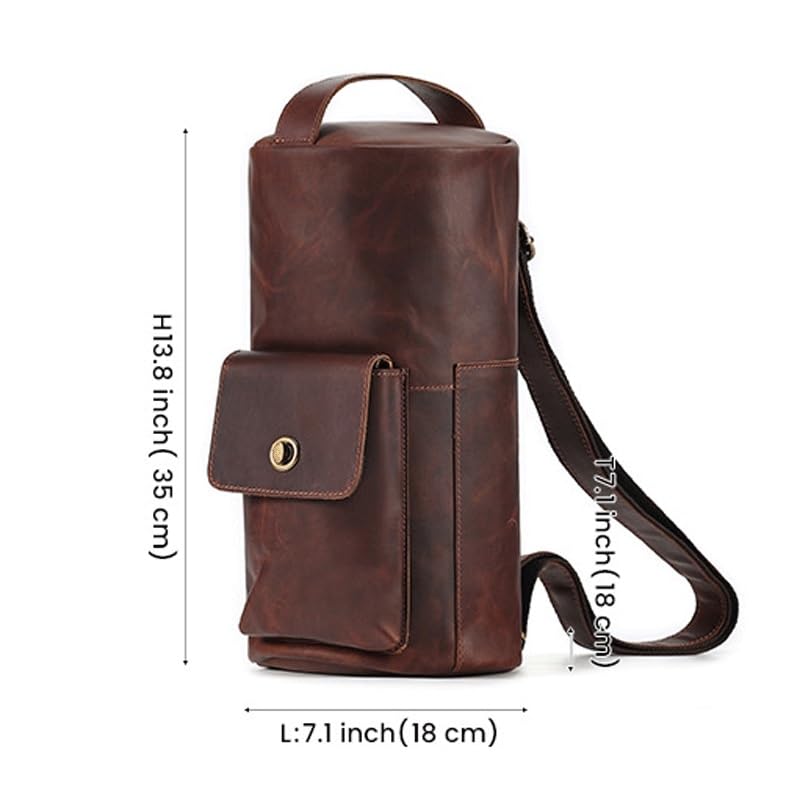 Vintage Crossbody Bag Cylinder Shoulder Chest Men's