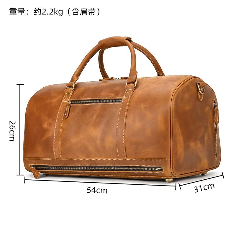 Men's Cowhide Leather Duffel Bag with Shoe Compartment