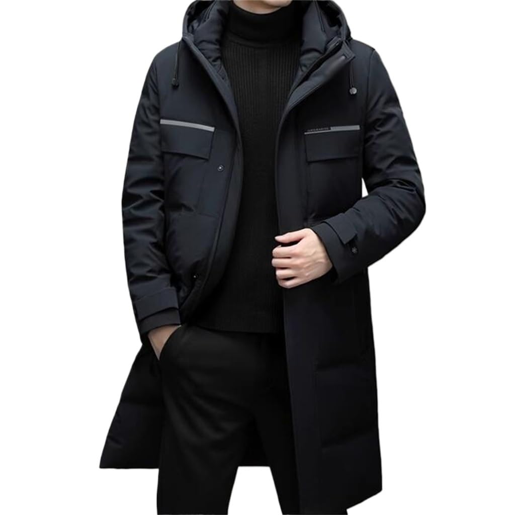 Men's Long Thick Hooded Down Winter Coat