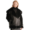 Women's Shearling Leather Jacket with Lapel