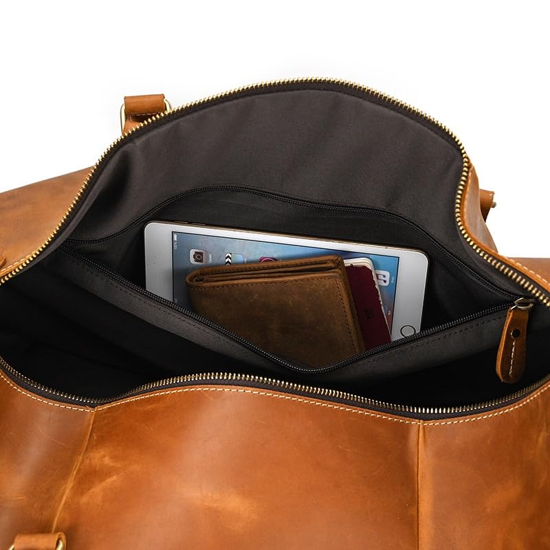Men's Cowhide Leather Duffel Bag with Shoe Compartment