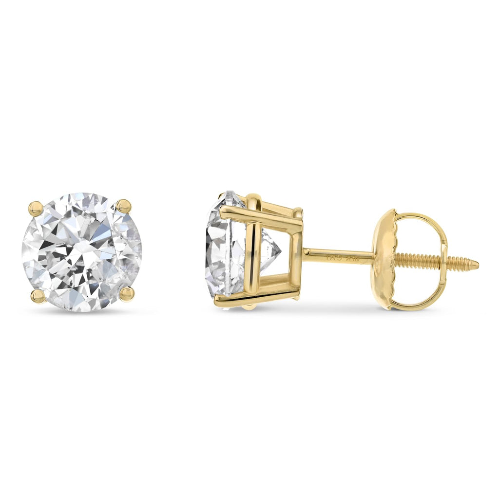 Certified Natural Diamond Stud Earrings in 14K Gold