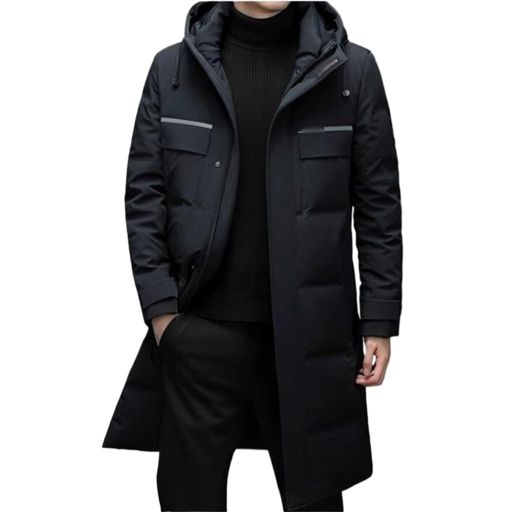 Men's Long Thick Hooded Down Winter Coat