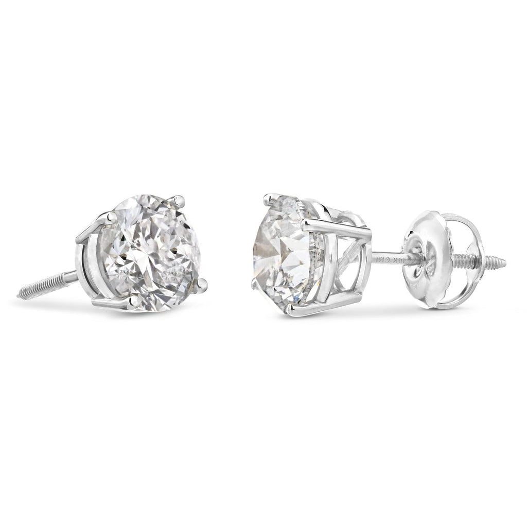 Certified Natural Diamond Stud Earrings in 14K Gold