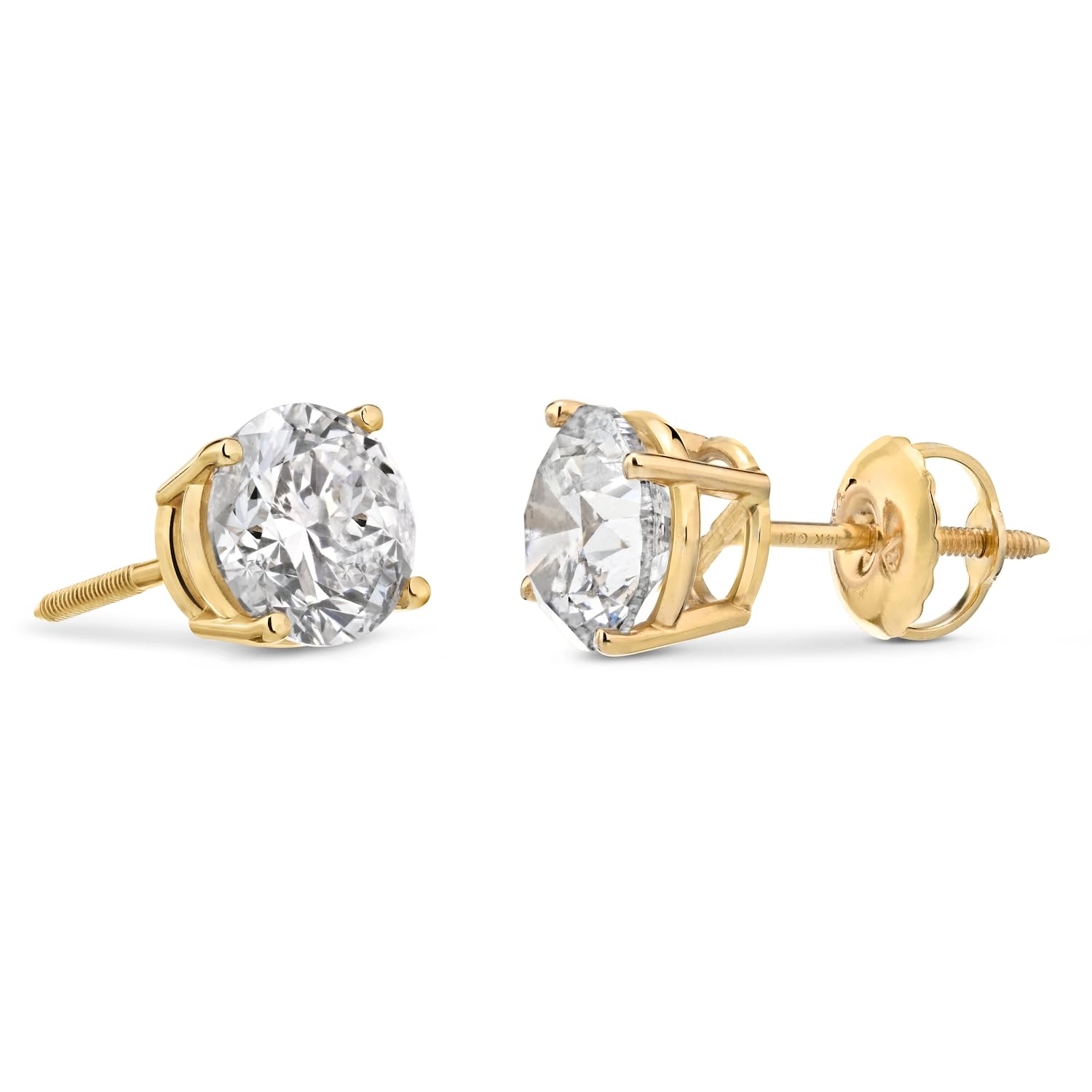 Certified Natural Diamond Stud Earrings in 14K Gold