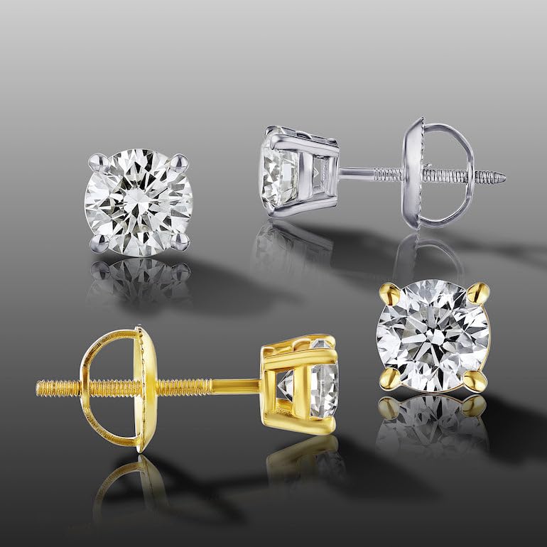 Certified Natural Diamond Stud Earrings in 14K Gold
