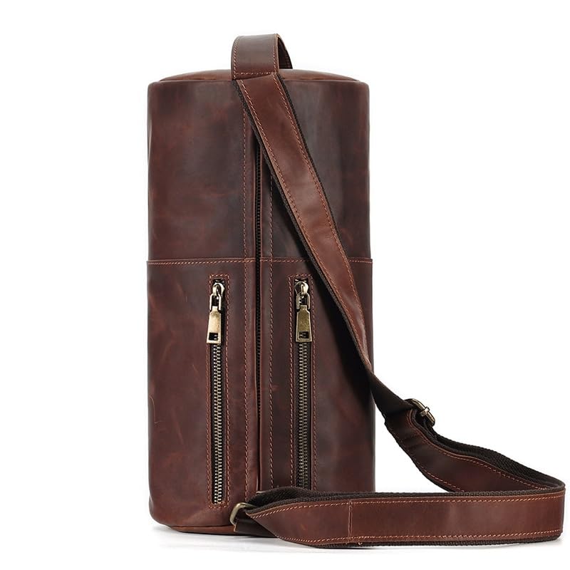Vintage Crossbody Bag Cylinder Shoulder Chest Men's