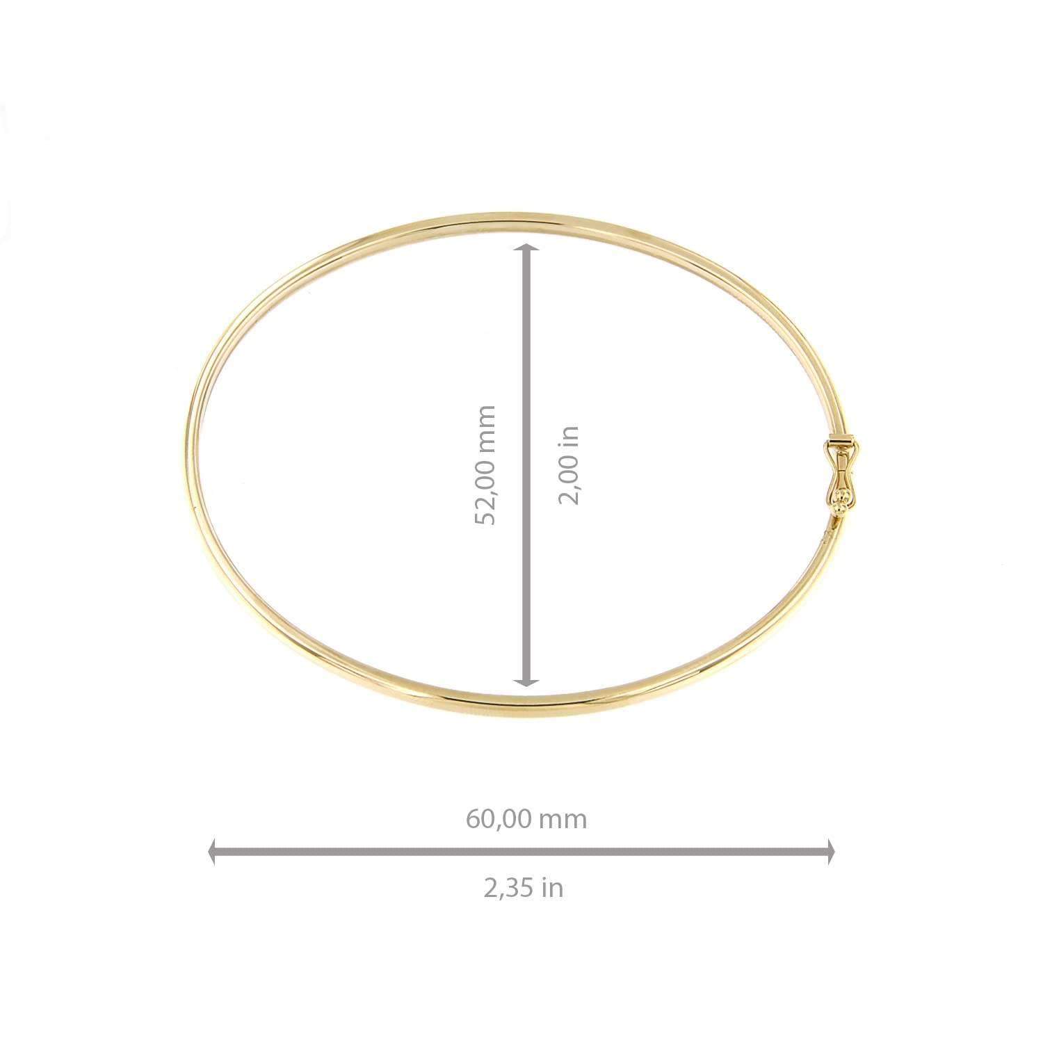 Forme di Lucchetta 14k Real Gold Bangle Bracelet for Women (7 Inches)