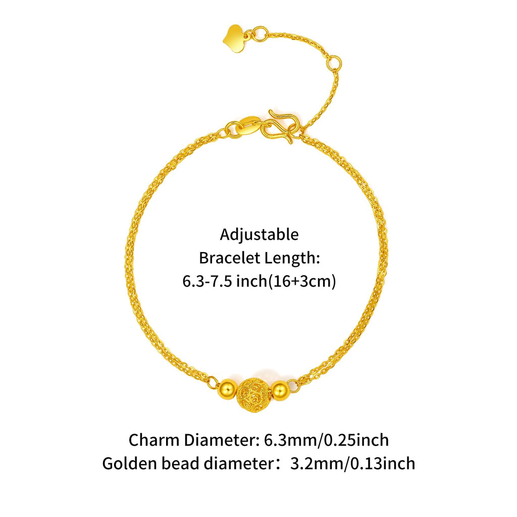 ZHOU LIU FU 24K Solid Gold Bead Bracelet