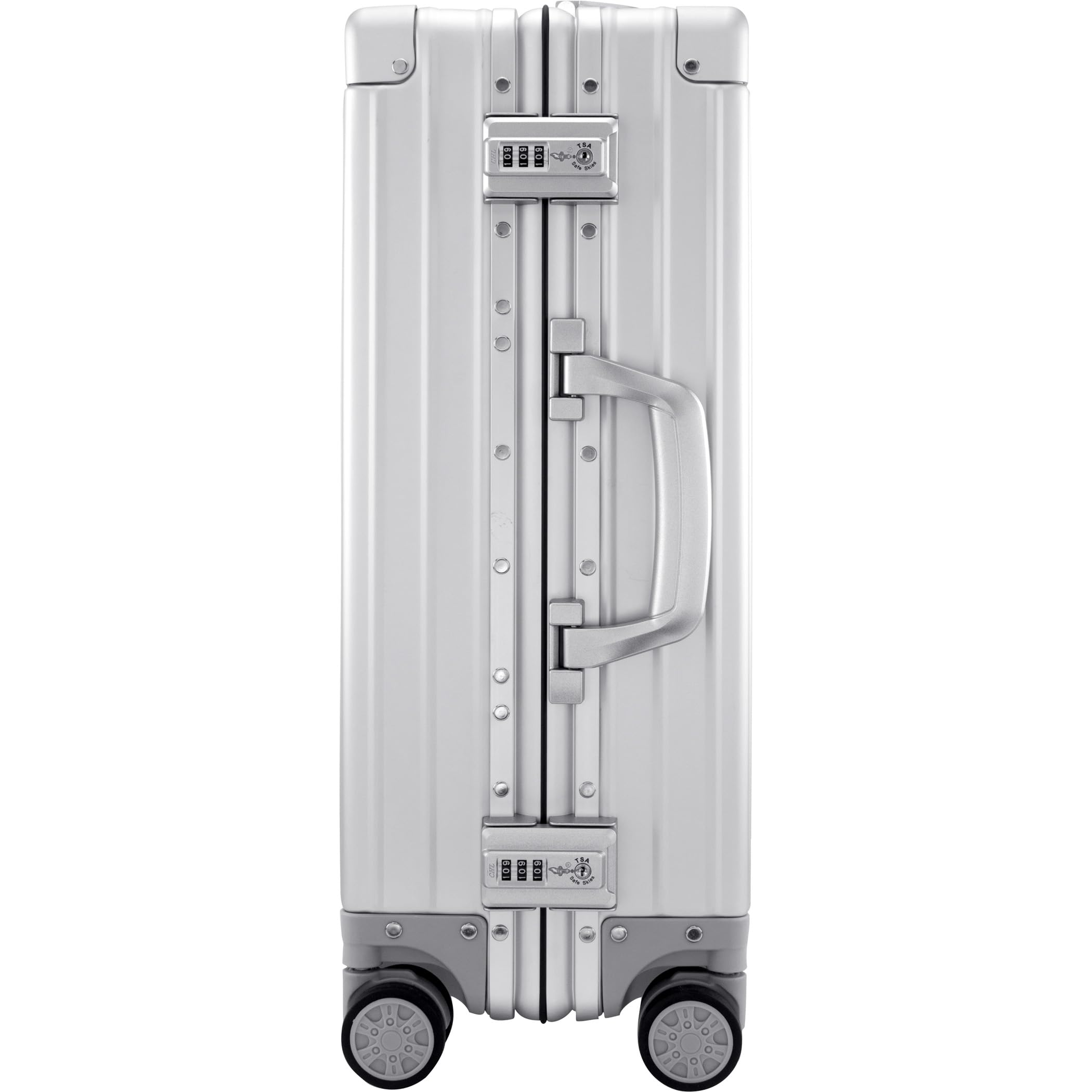 SKYLARK-100 Aluminum Luggage Set 20 & 26-inch, Silver Hard Shell Suitcase Combo with TSA Locks, Spinner Wheels, Lightweight & Scratch-Resistant