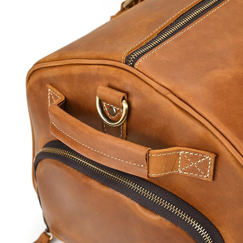 Men's Cowhide Leather Duffel Bag with Shoe Compartment