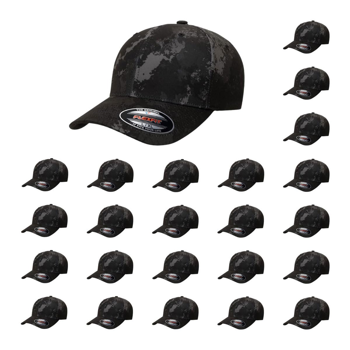 Flexfit Wooly Combed Stretch-Fitted Baseball Caps (24-Pack)