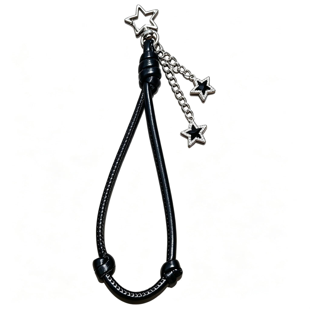 Black Pentagram Knot Leather Phone Wrist Strap & Keychain