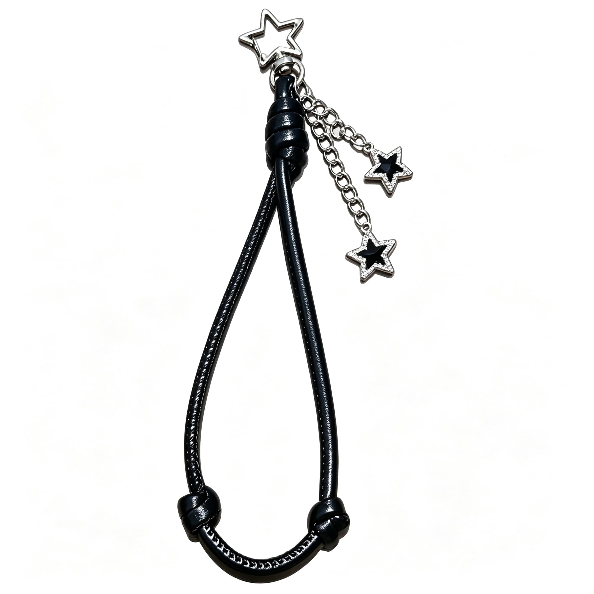 Black Pentagram Knot Leather Phone Wrist Strap & Keychain