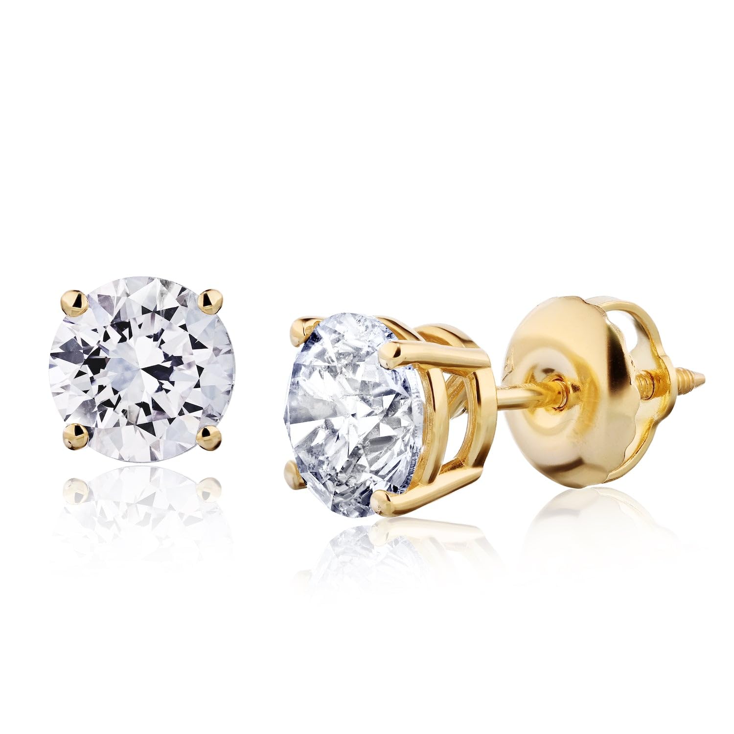 Certified Natural Diamond Stud Earrings in 14K Gold