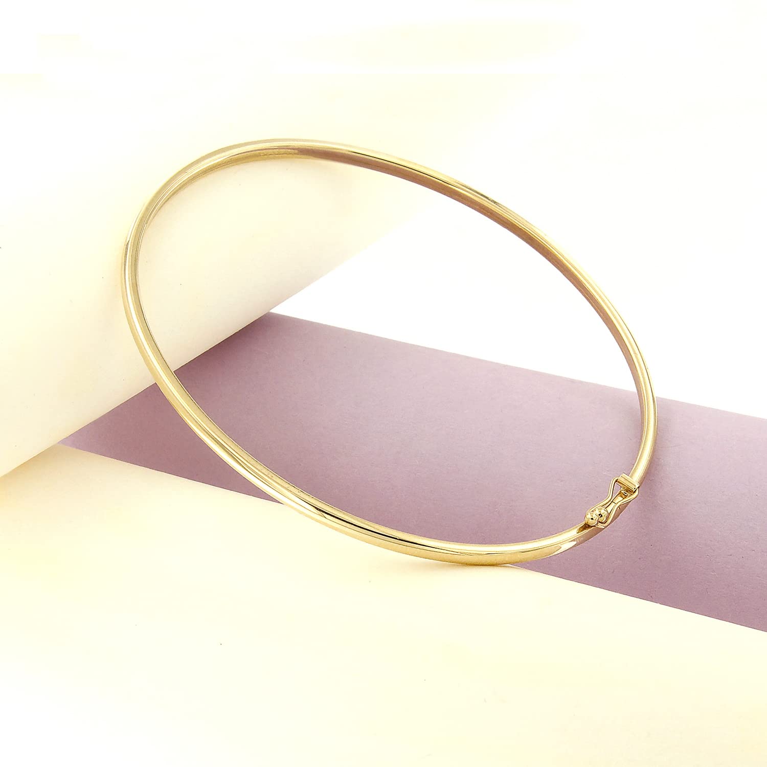 Forme di Lucchetta 14k Real Gold Bangle Bracelet for Women (7 Inches)