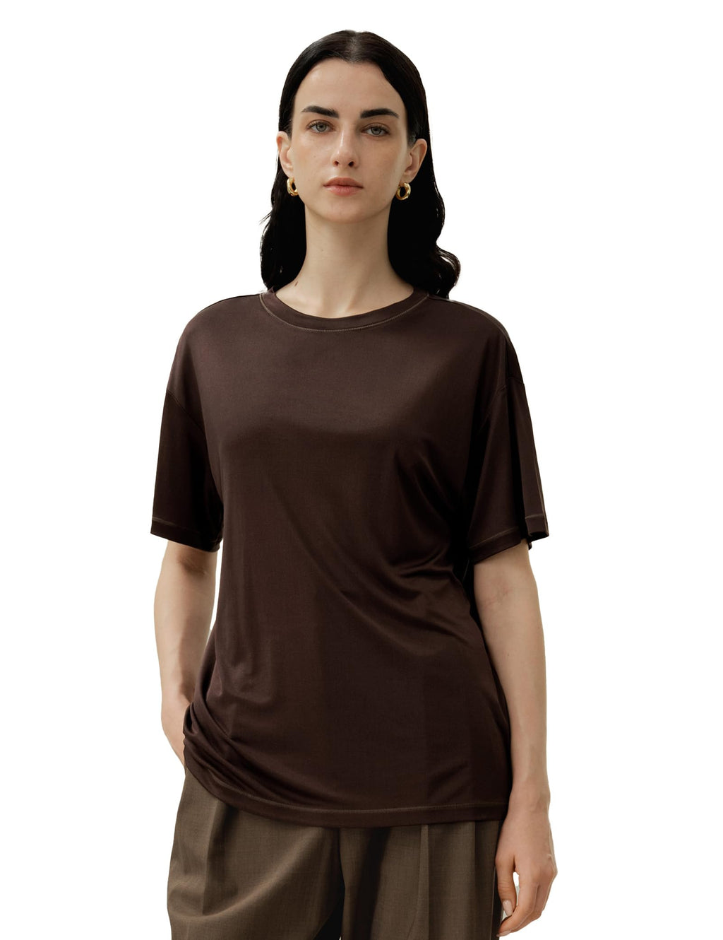 100% Silk Jersey Oversized T-Shirt