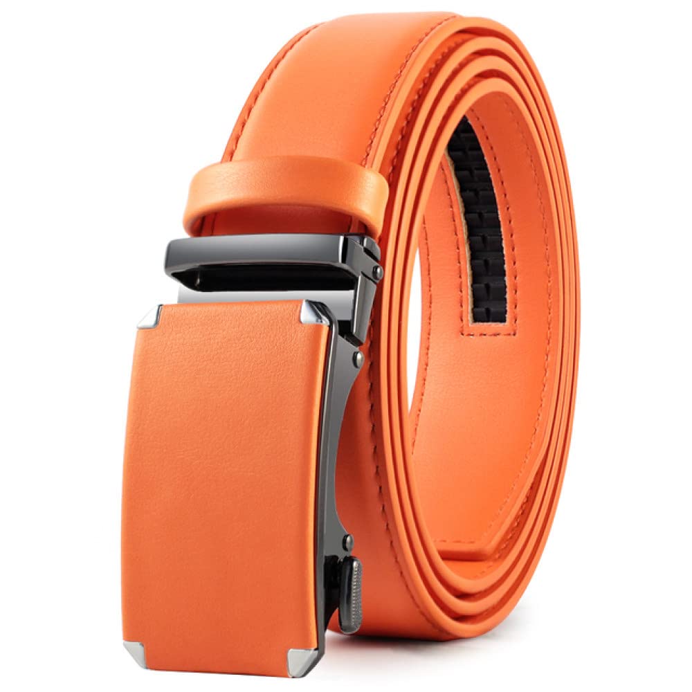 Men's Genuine Leather Ratchet Belt with Automatic Buckle (3.5cm)