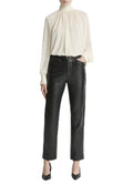 Vince Women's Mid Rise Leather Straight Leg Trouser