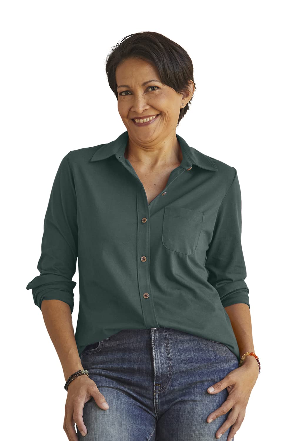 Women's 100% Organic Pima Cotton Long Sleeve Shirt
