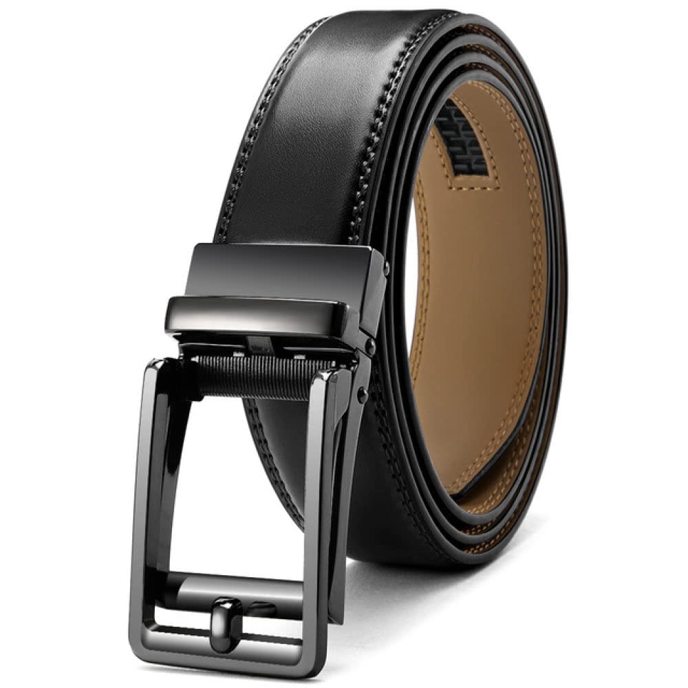 Men's Genuine Leather Ratchet Belt with Automatic Buckle (3.5cm)