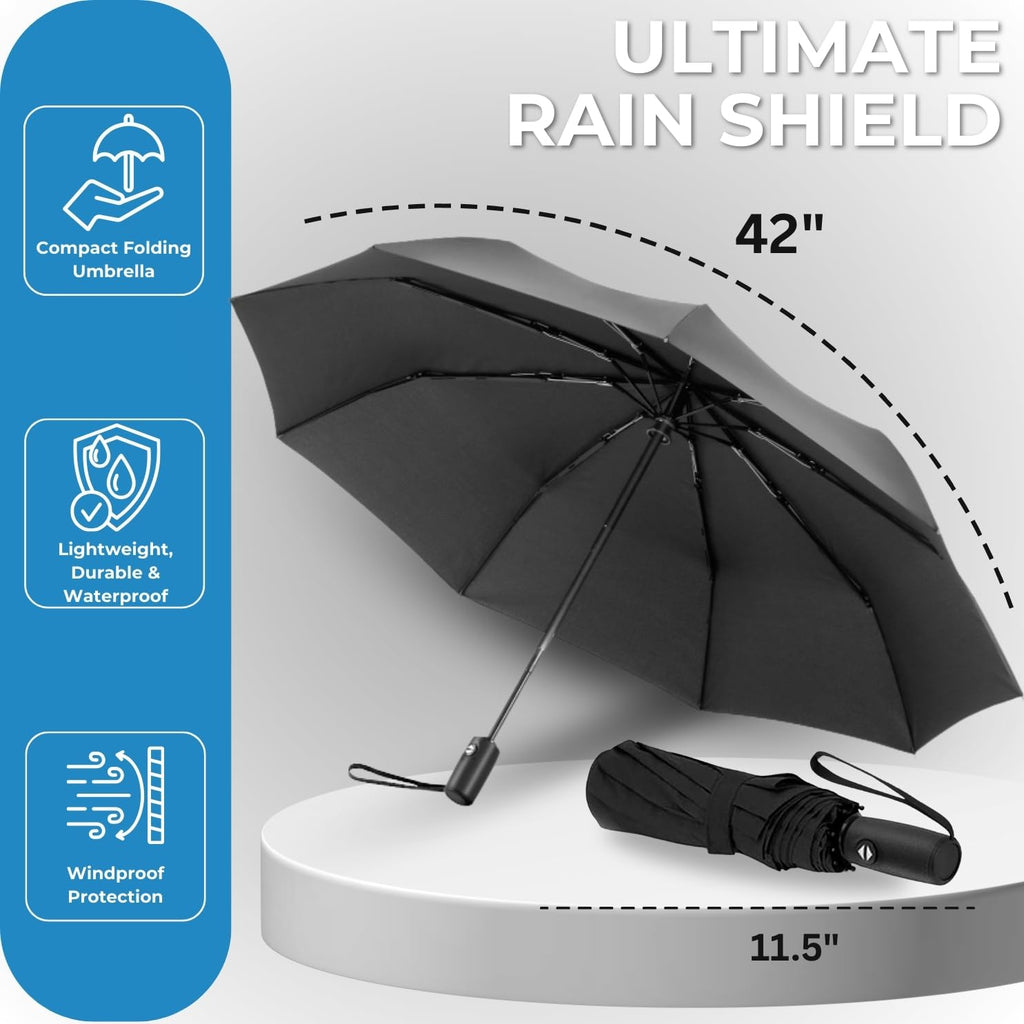 Liberty Imports Windproof Compact Travel Umbrellas (Pack of 3)