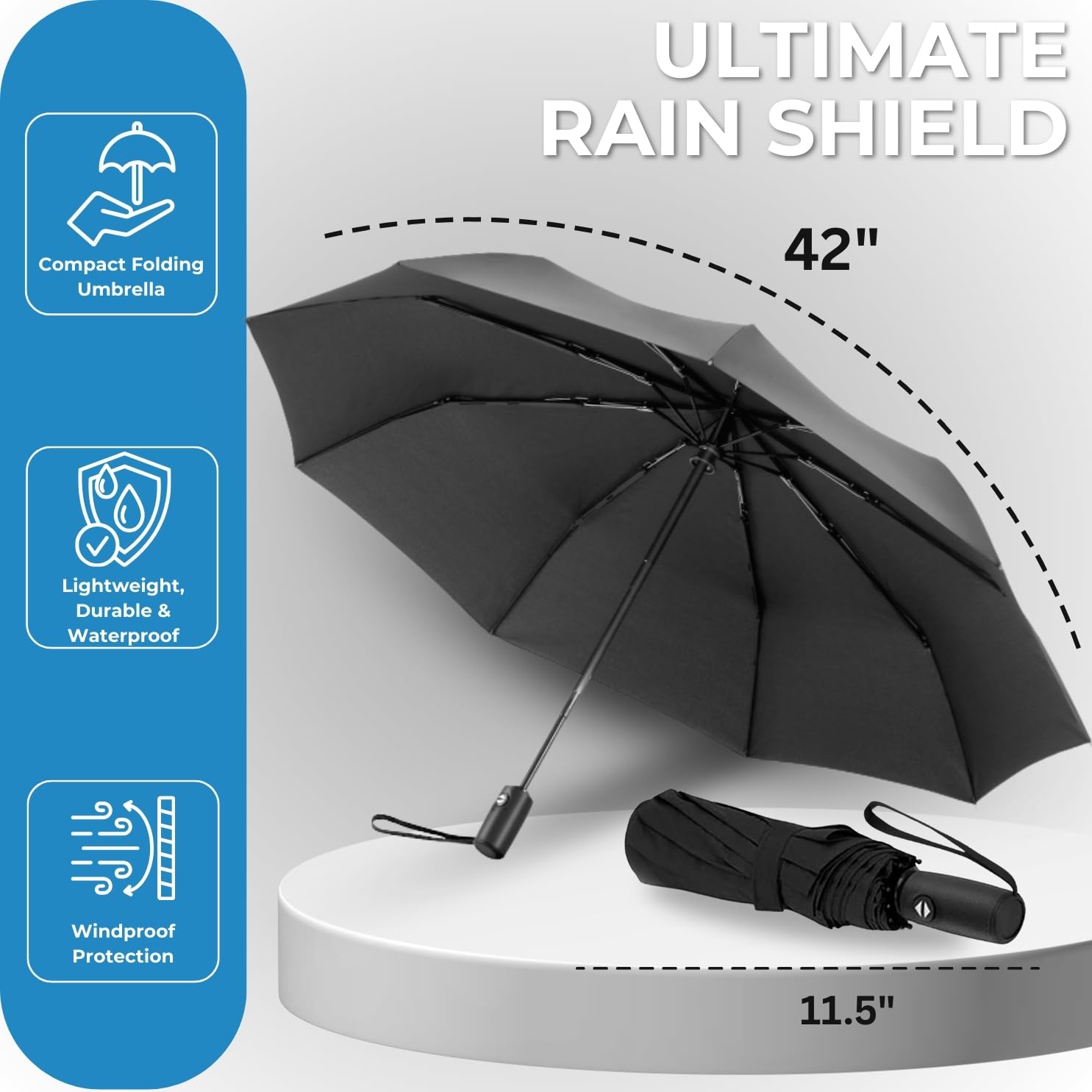 Liberty Imports Windproof Compact Travel Umbrellas (Pack of 3)