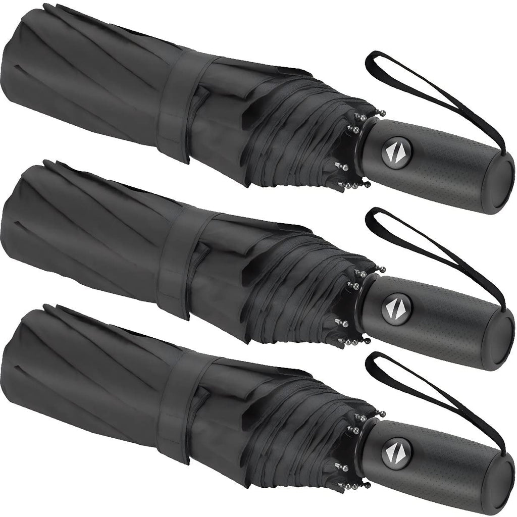 Liberty Imports Windproof Compact Travel Umbrellas (Pack of 3)