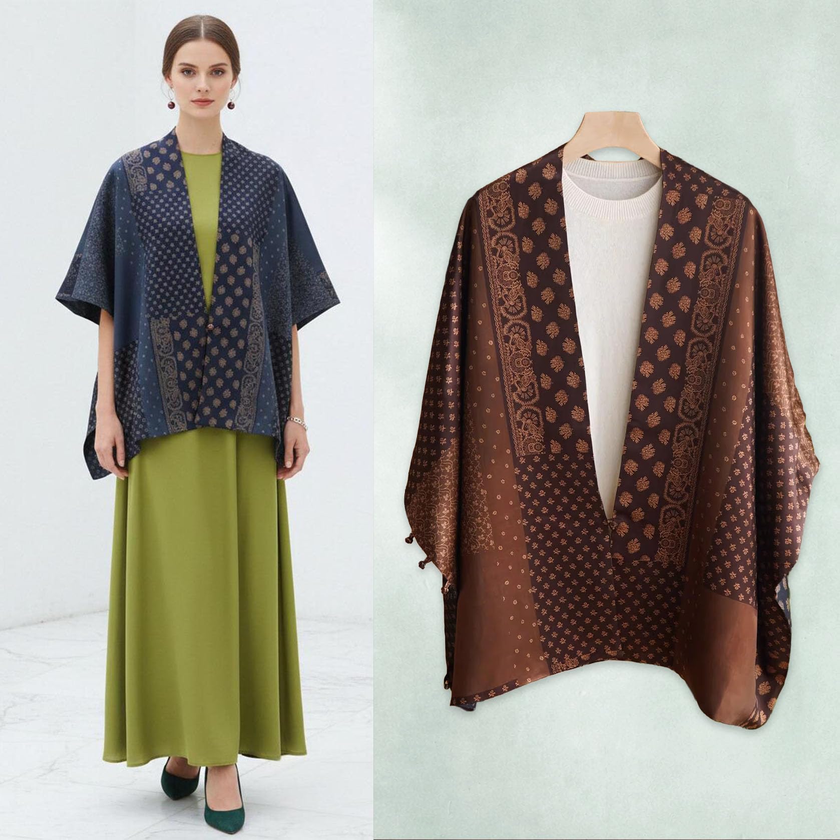 HangErFeng Double-Layered Reversible Silk Xiangyunsha Wrap Scarf