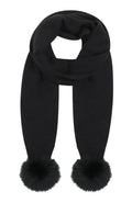 GORSKI Knit Cashmere Scarf with Fox Fur Pompom