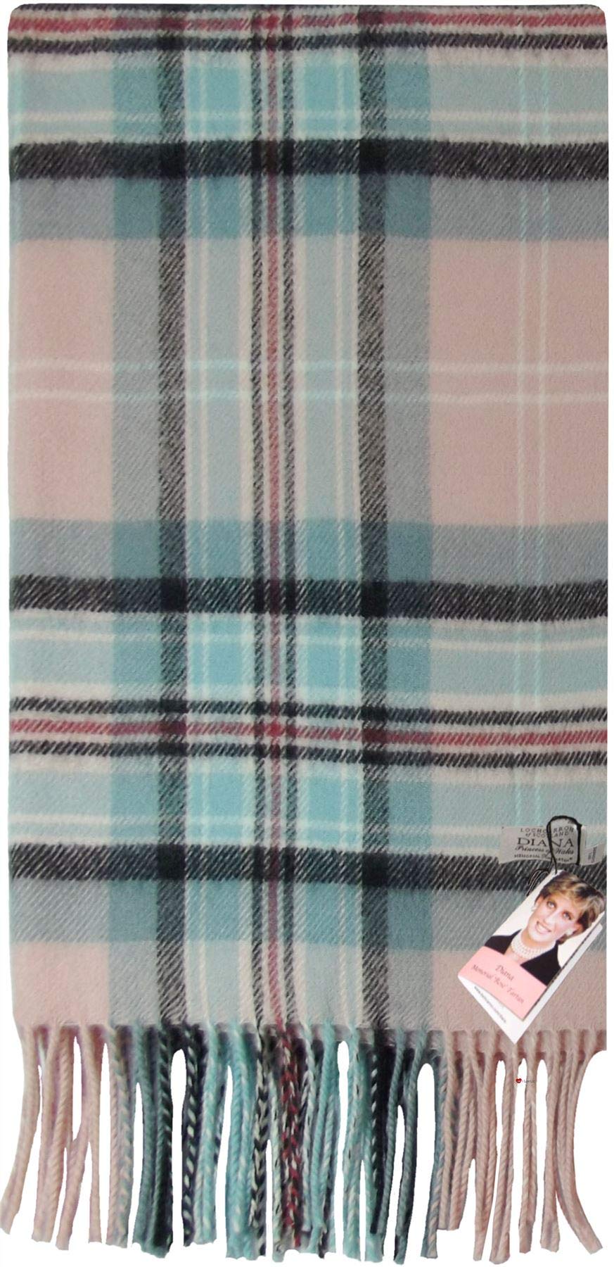 Luxury Soft Cashmere Fringe Scarf - Princess Diana Rose Tartan