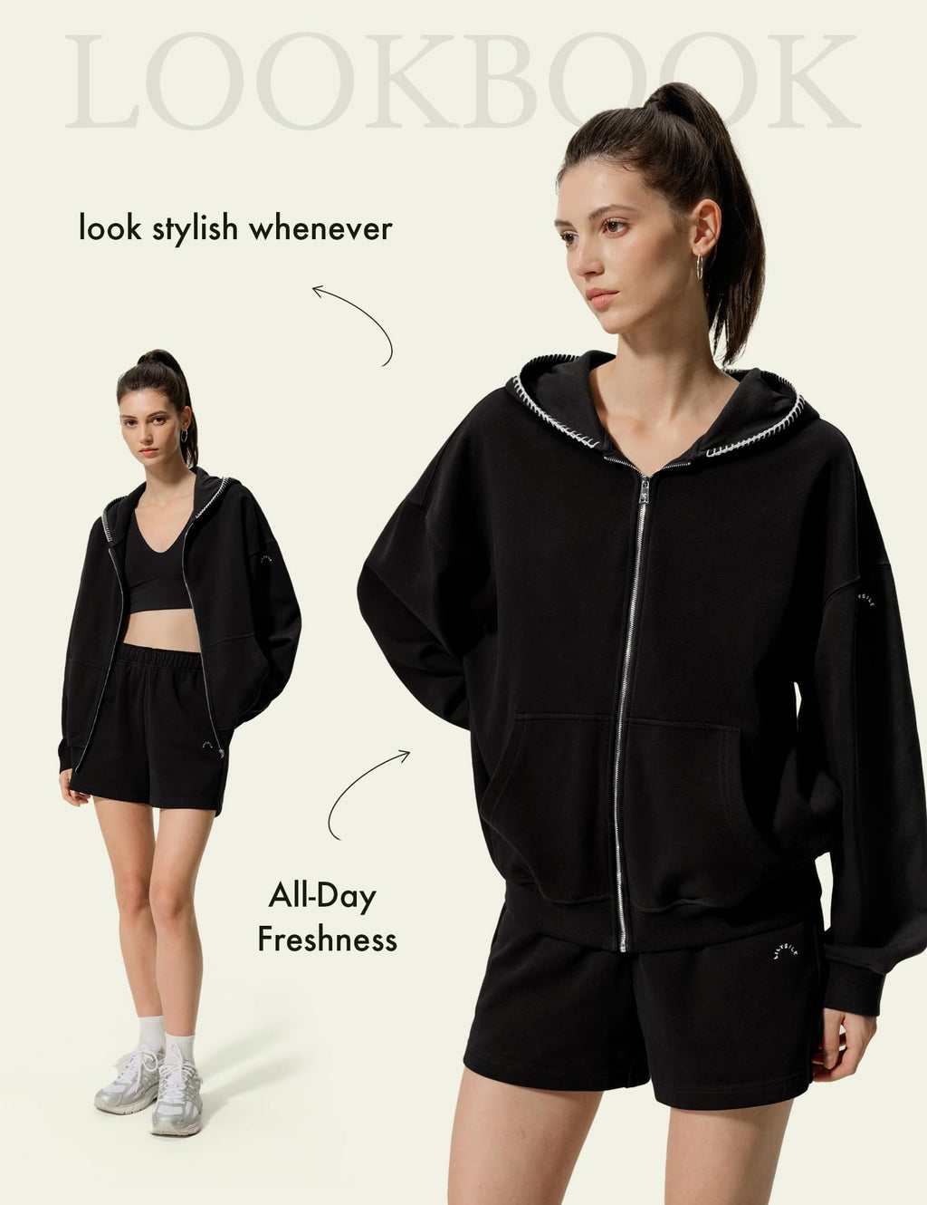 Silk Terry Oversized Zip-Up Hoodie