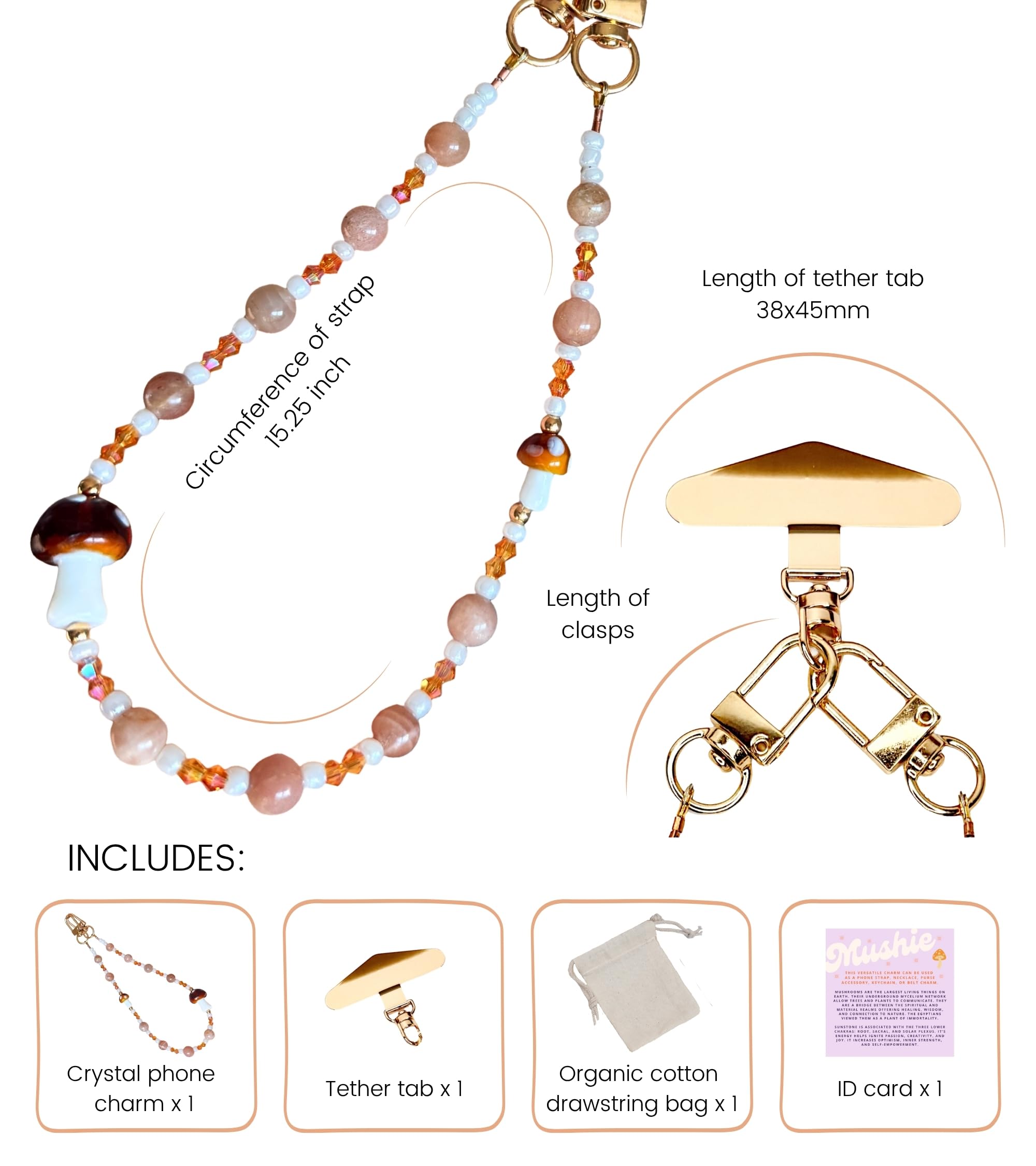 Beaded Phone Wrist Strap, Boho Phone Charm Lanyard