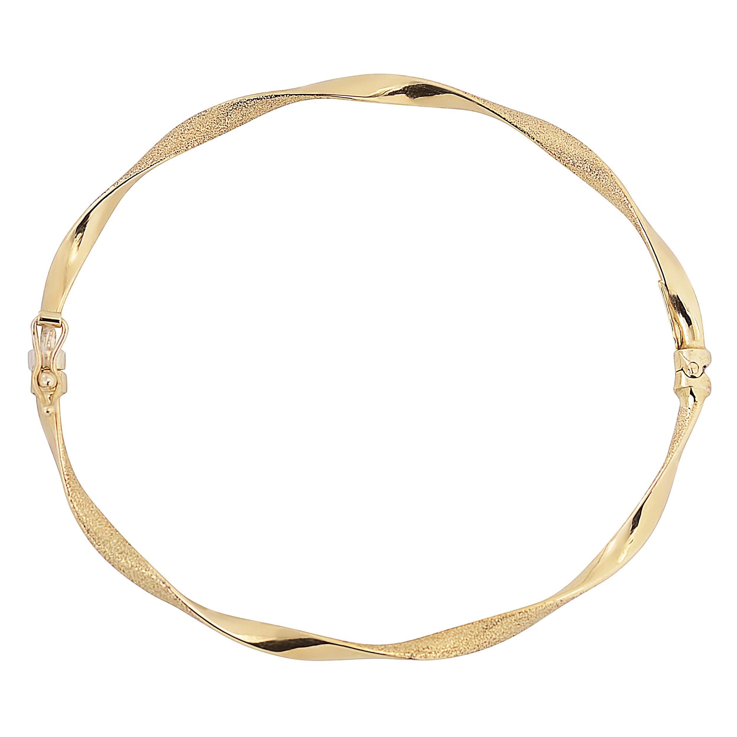Kooljewelry 14k Gold Sandblast and Polish Twisted Bangle Bracelet