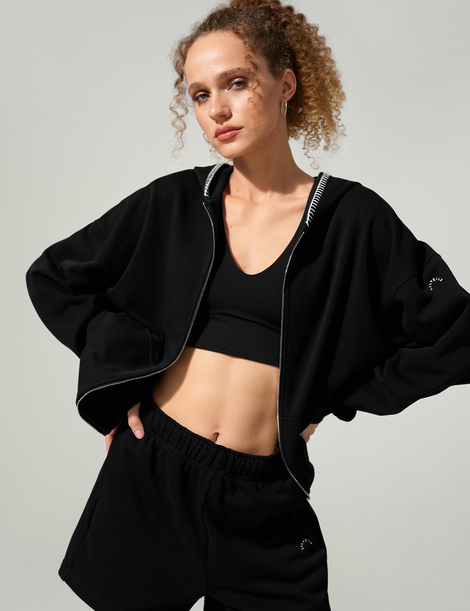 Silk Terry Oversized Zip-Up Hoodie