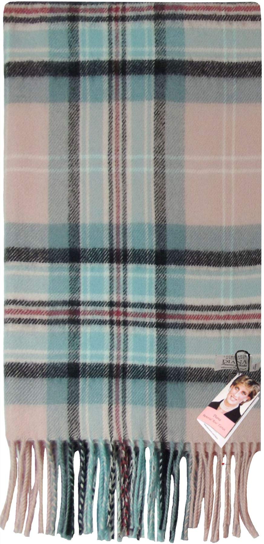 Luxury Soft Cashmere Fringe Scarf - Princess Diana Rose Tartan