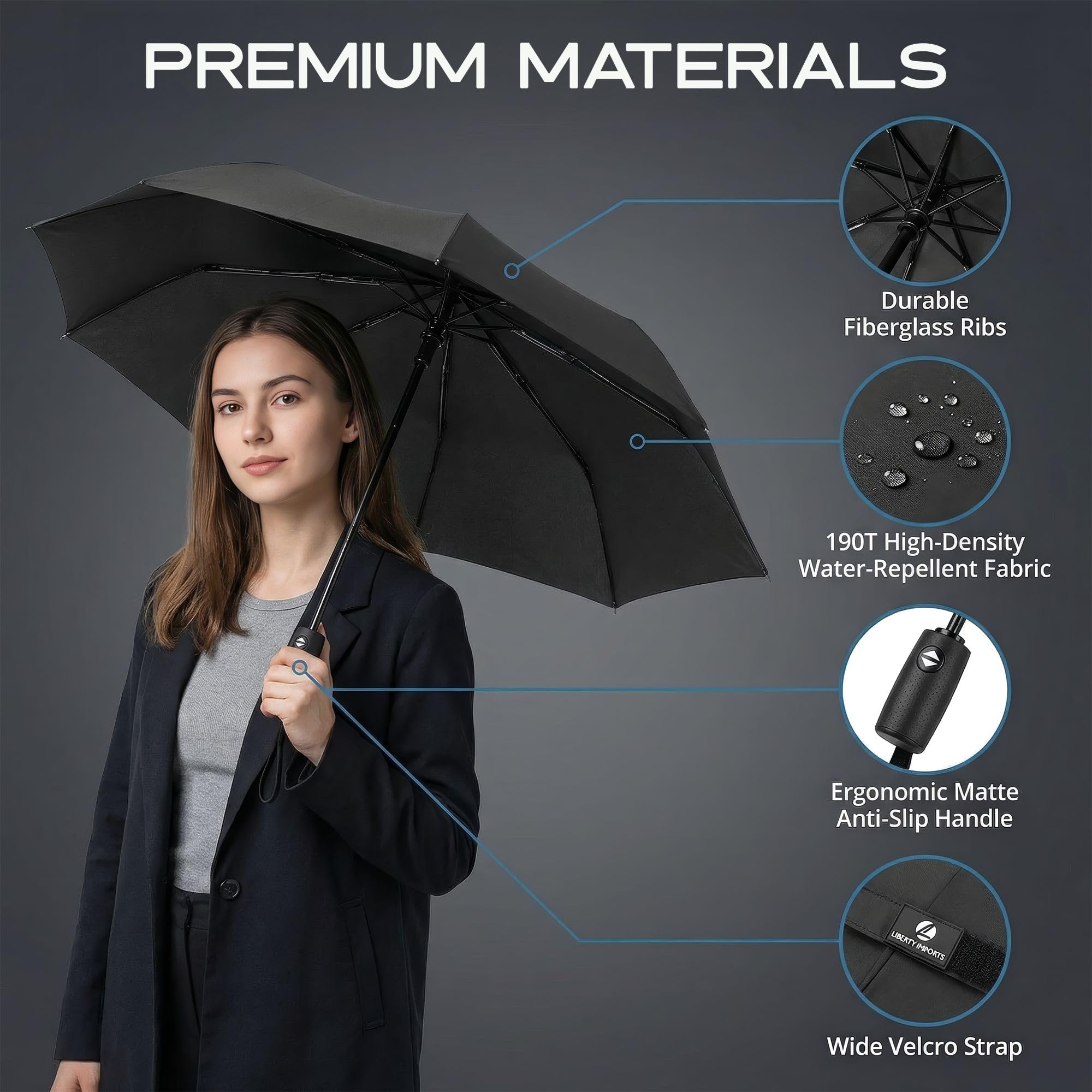 Liberty Imports Windproof Compact Travel Umbrellas (Pack of 3)
