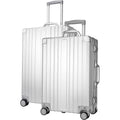 SKYLARK-100 Aluminum Luggage Set 20 & 26-inch, Silver Hard Shell Suitcase Combo with TSA Locks, Spinner Wheels, Lightweight & Scratch-Resistant