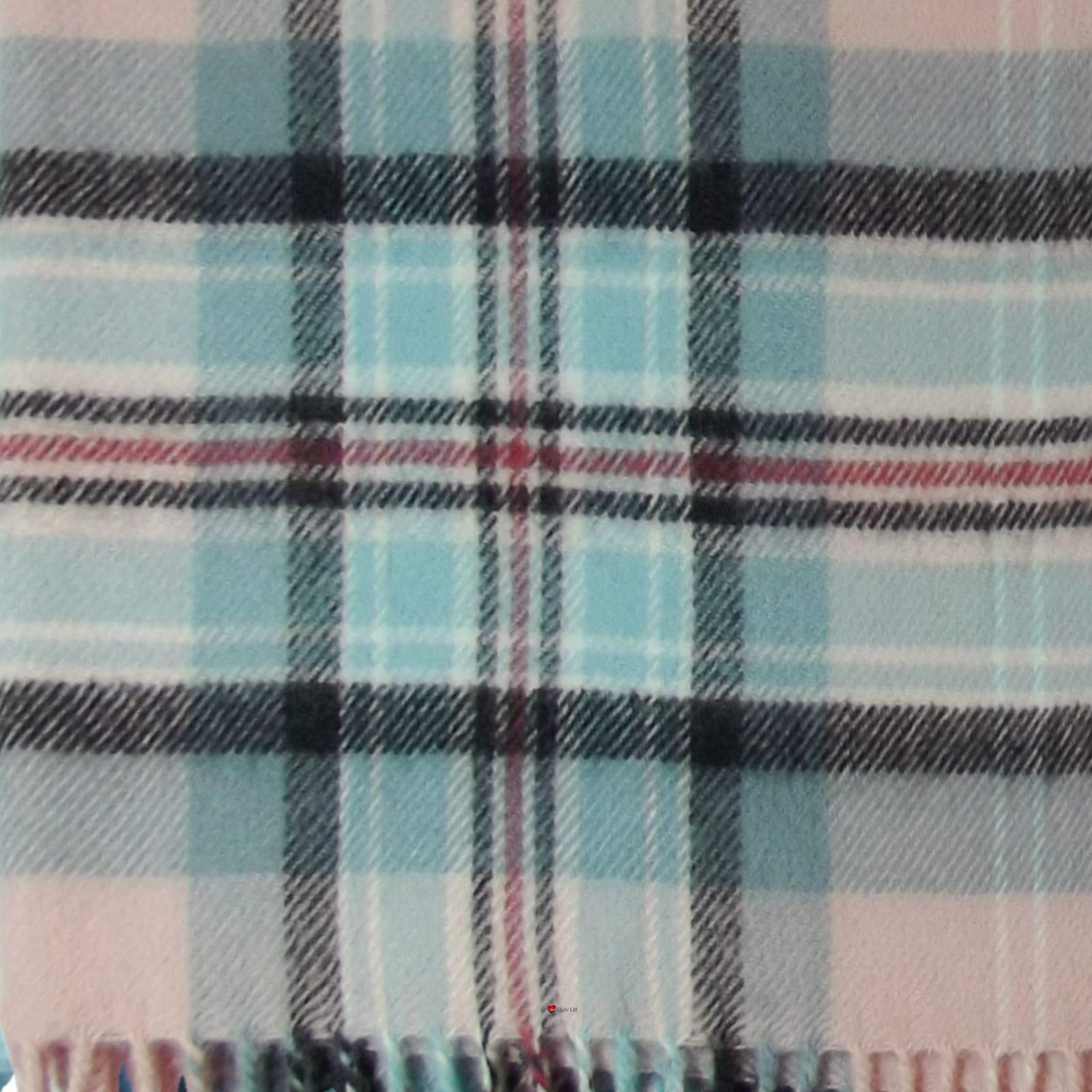 Luxury Soft Cashmere Fringe Scarf - Princess Diana Rose Tartan