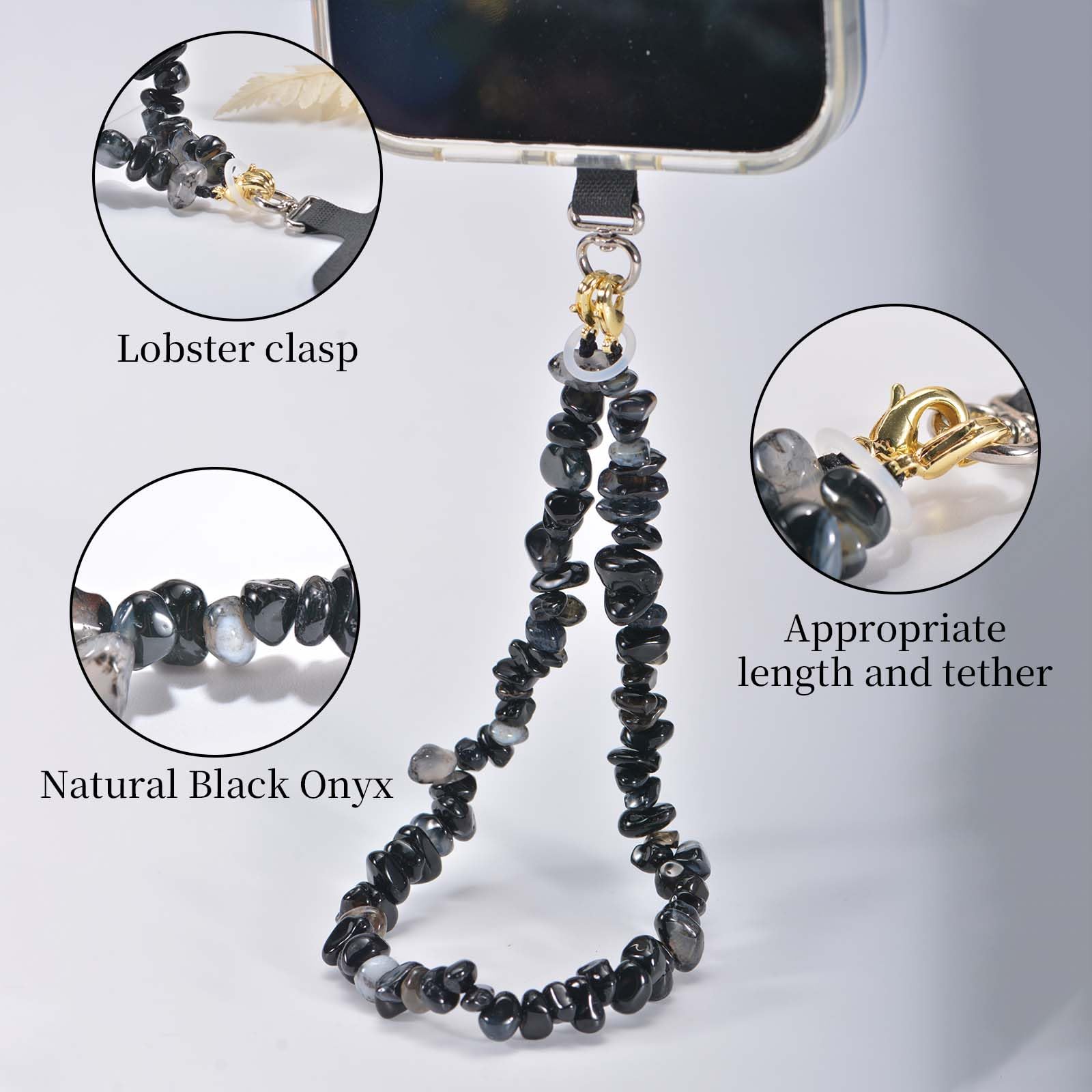 Aluckiss Stone Beaded Cellphone Wrist Strap Charm