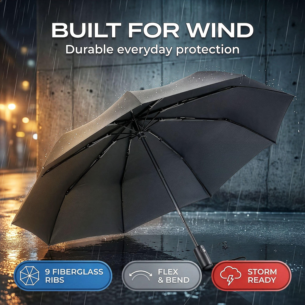 Liberty Imports Windproof Compact Travel Umbrellas (Pack of 3)