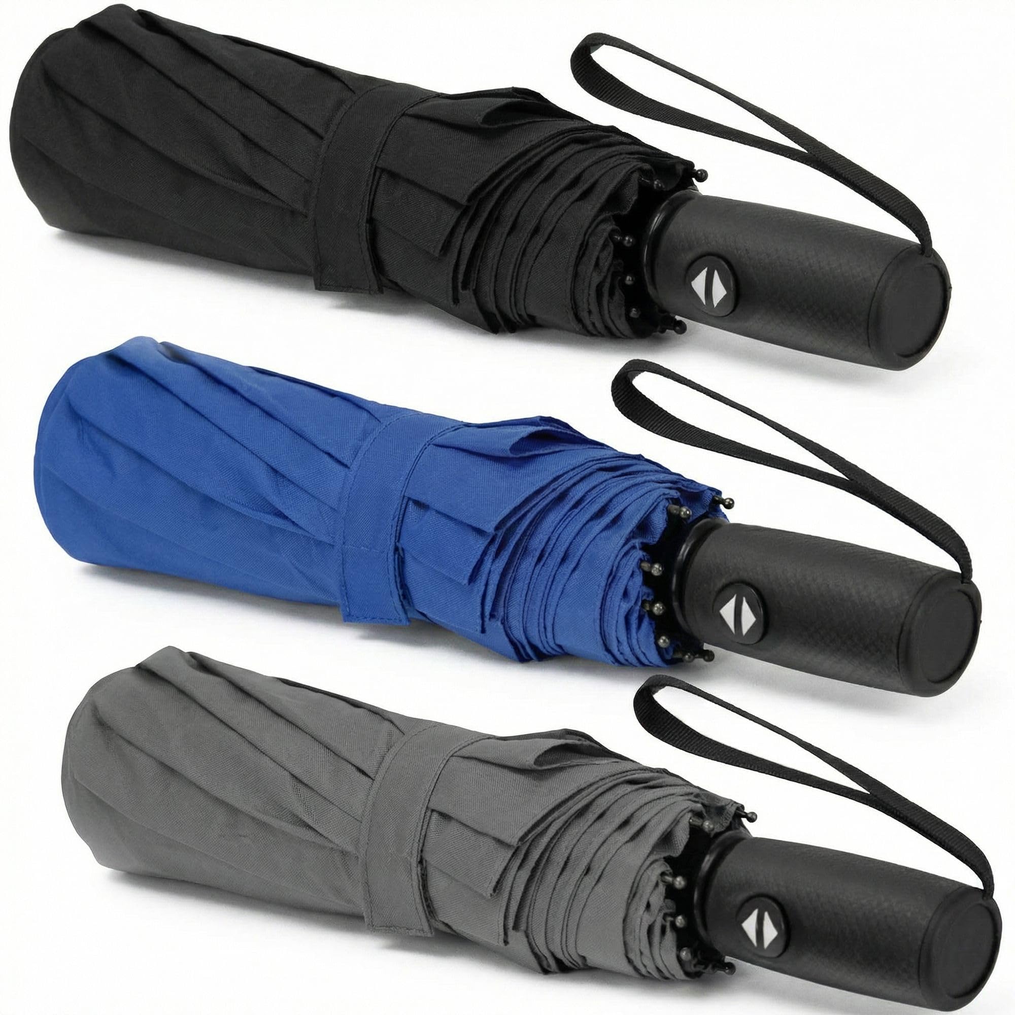 Liberty Imports Windproof Compact Travel Umbrellas (Pack of 3)