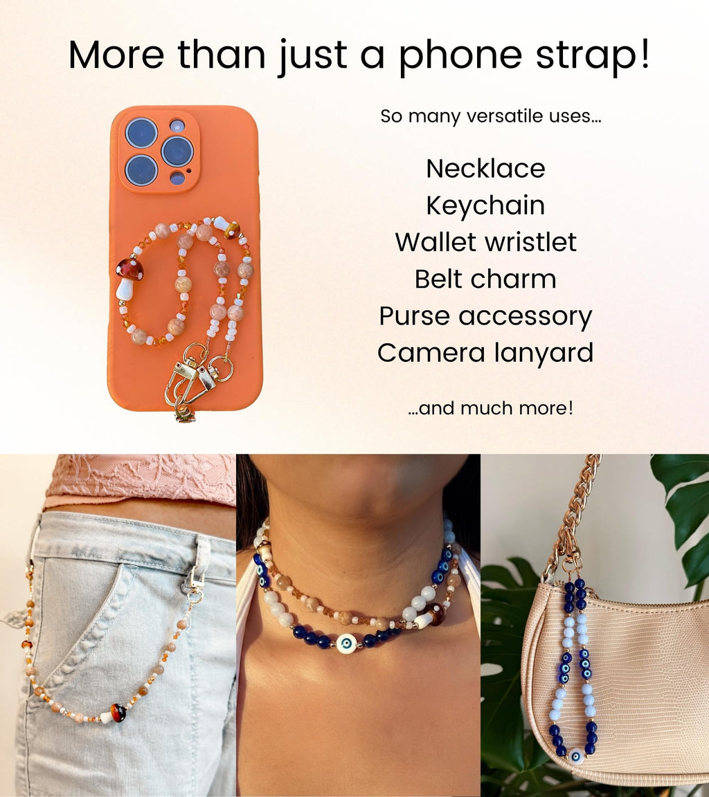 Beaded Phone Wrist Strap, Boho Phone Charm Lanyard