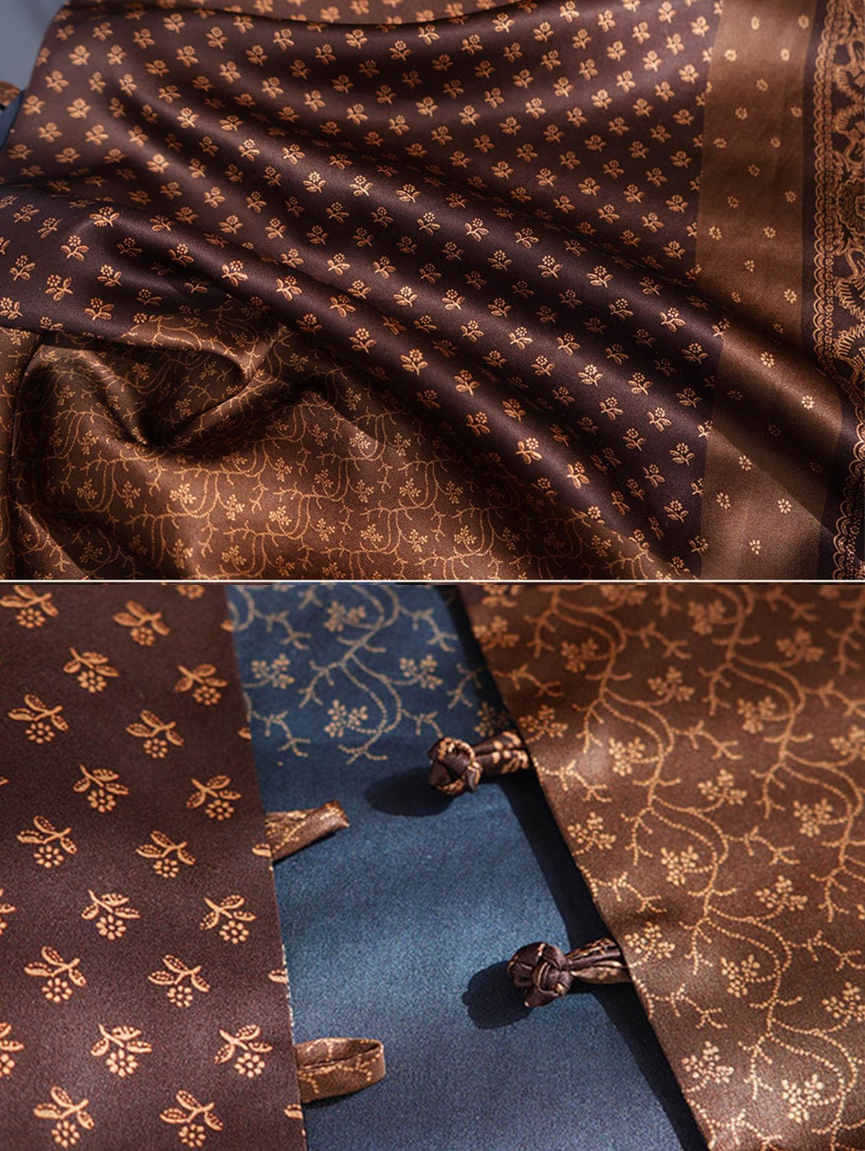 HangErFeng Double-Layered Reversible Silk Xiangyunsha Wrap Scarf