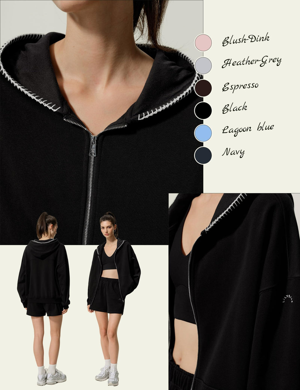 Silk Terry Oversized Zip-Up Hoodie