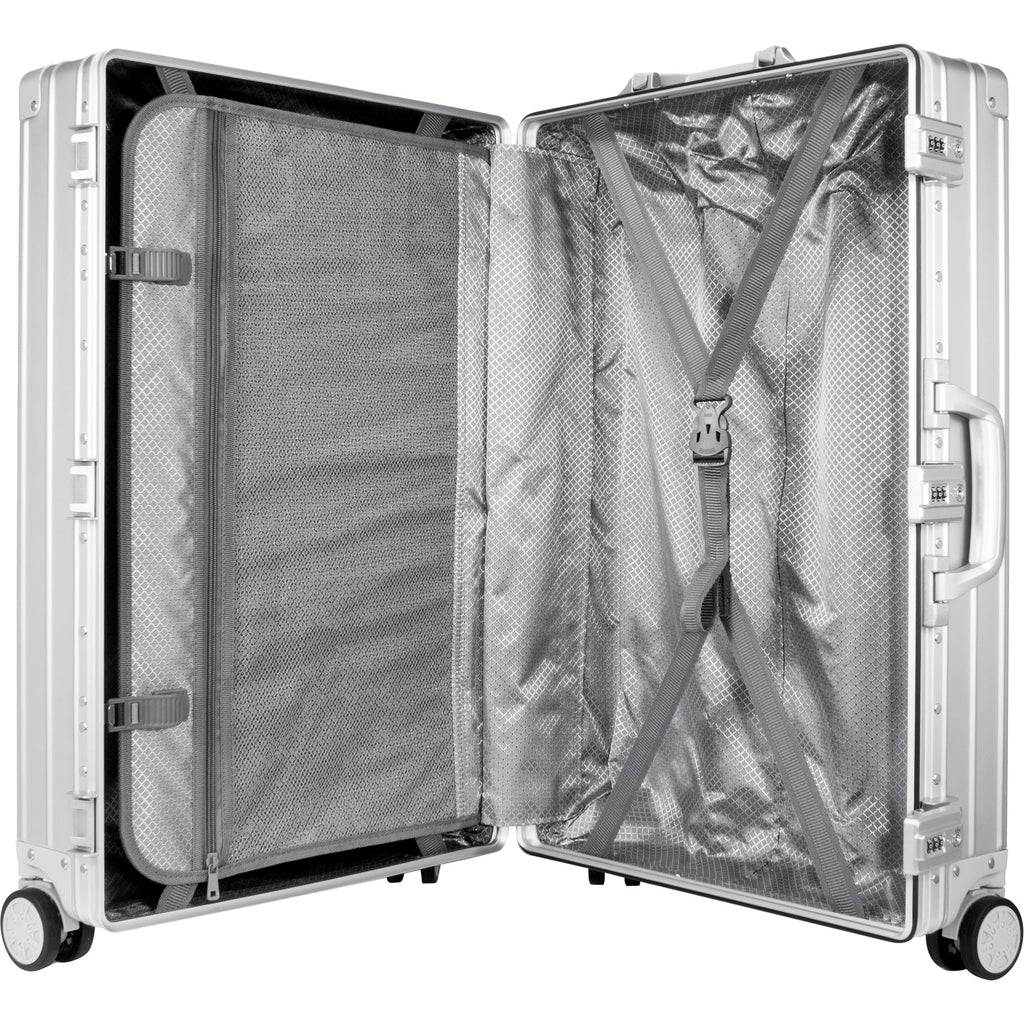 SKYLARK-100 Aluminum Luggage Set 20 & 26-inch, Silver Hard Shell Suitcase Combo with TSA Locks, Spinner Wheels, Lightweight & Scratch-Resistant