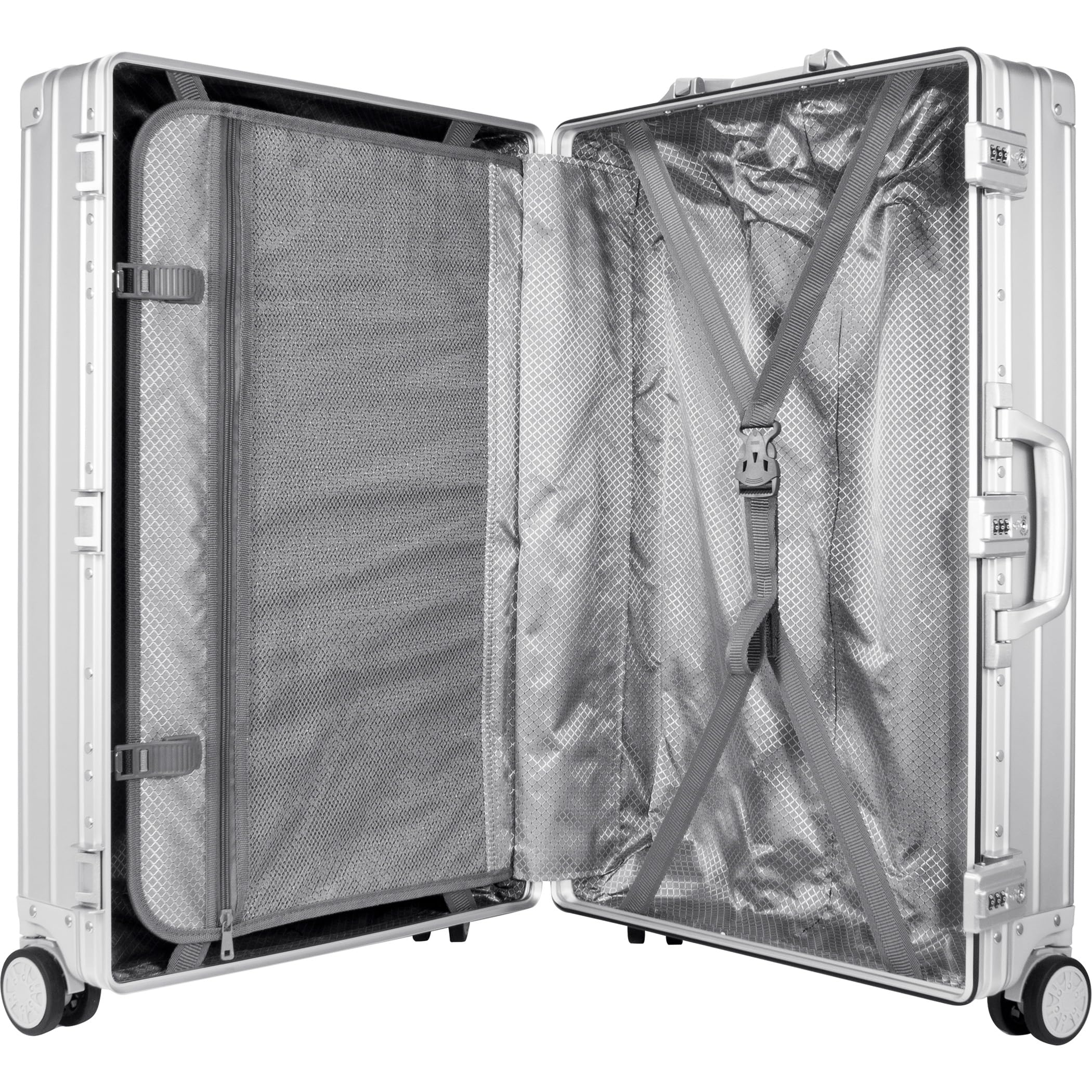 SKYLARK-100 Aluminum Luggage Set 20 & 26-inch, Silver Hard Shell Suitcase Combo with TSA Locks, Spinner Wheels, Lightweight & Scratch-Resistant